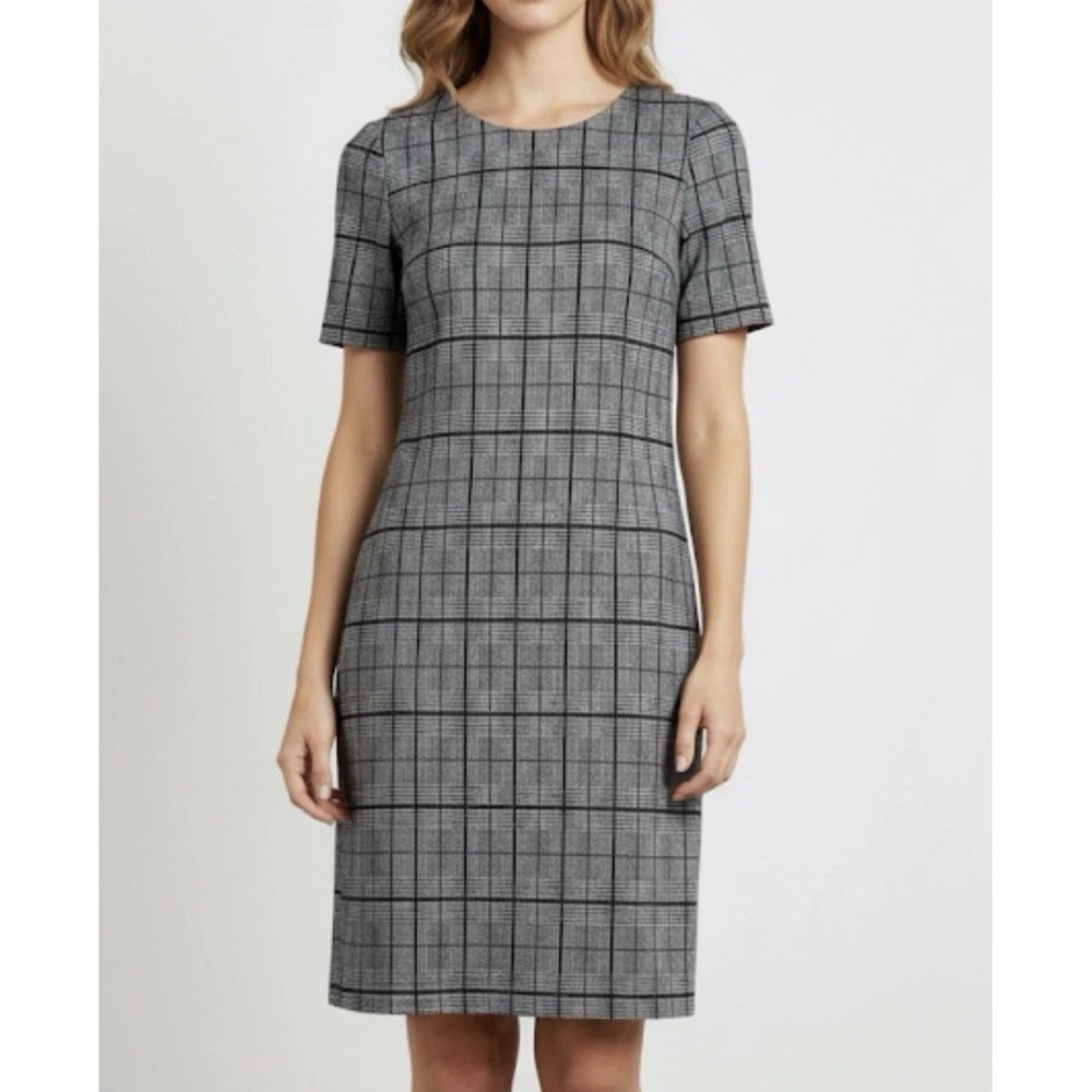 Calvin Klein Plaid Sheath‎ Dress Short Sleeve Size 10